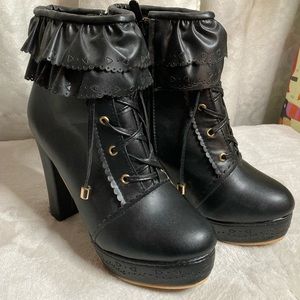 Black Booties w heart detail